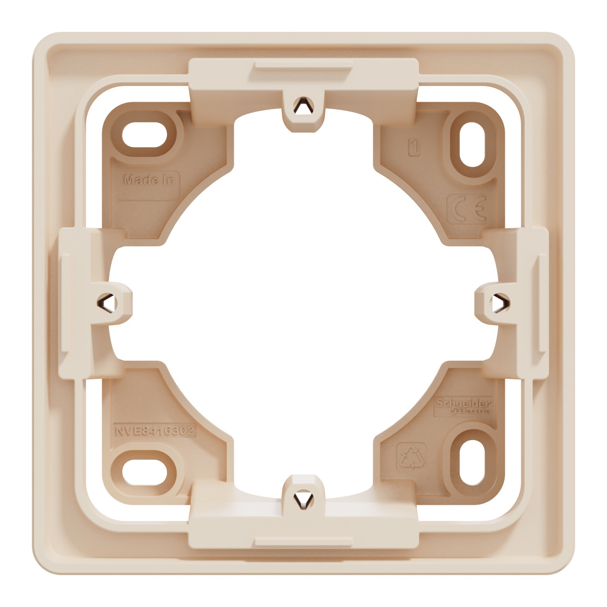 Коробка для відкритого монтажу 1-постова бежева Unica New Studio - Зображення shnider_NU800244_IOP-front_WD.jpg