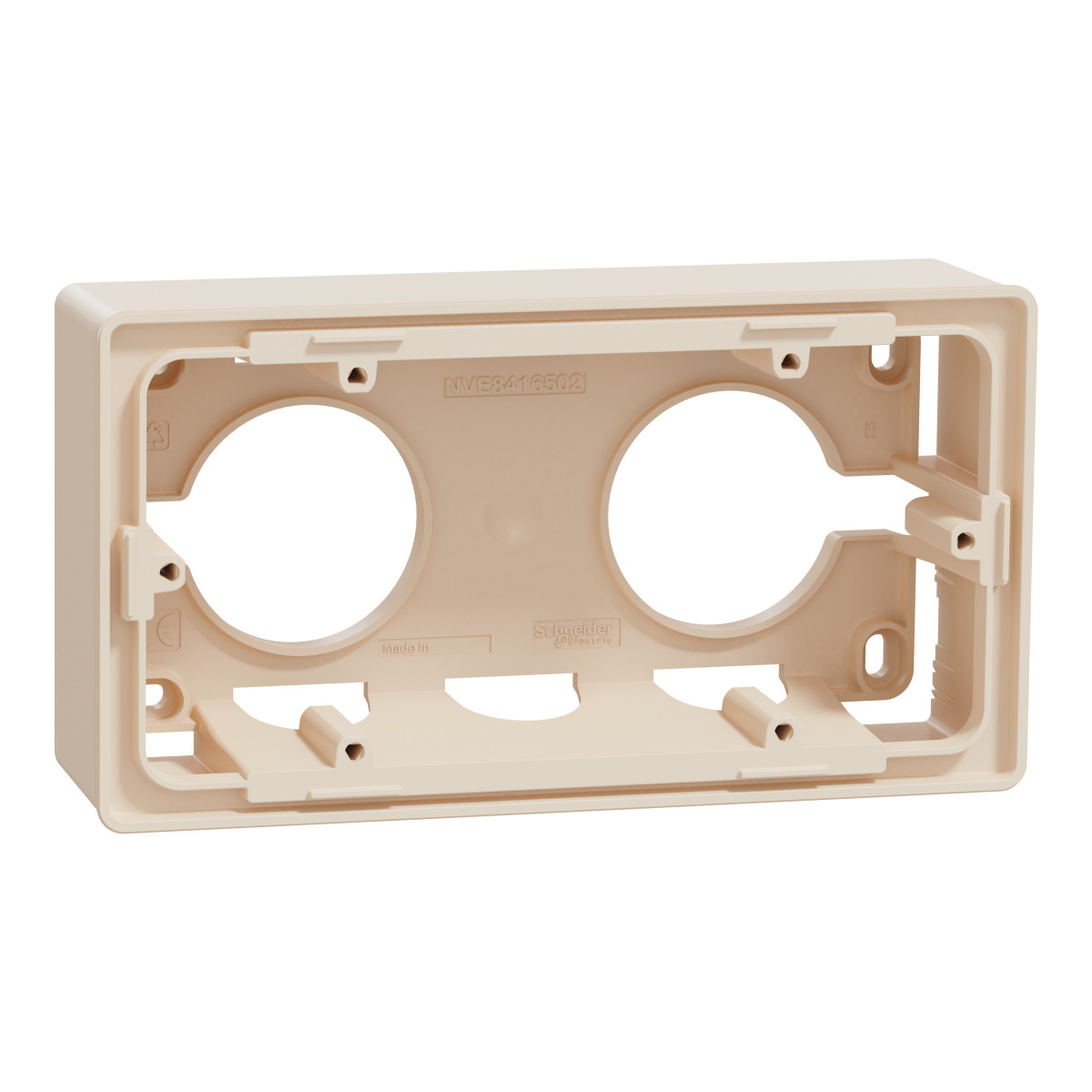 Коробка для відкритого монтажу 2-постова бежева Unica New Studio - Зображення