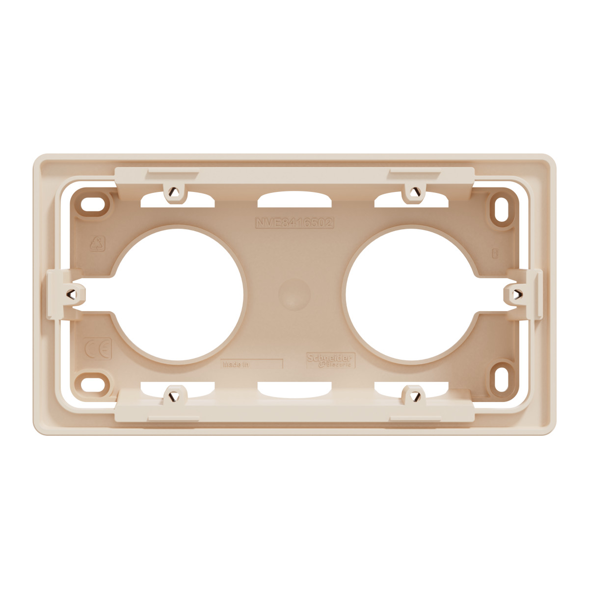 Коробка для відкритого монтажу 2-постова бежева Unica New Studio - Зображення shnider_NU800444_IOP-front_WD.jpg