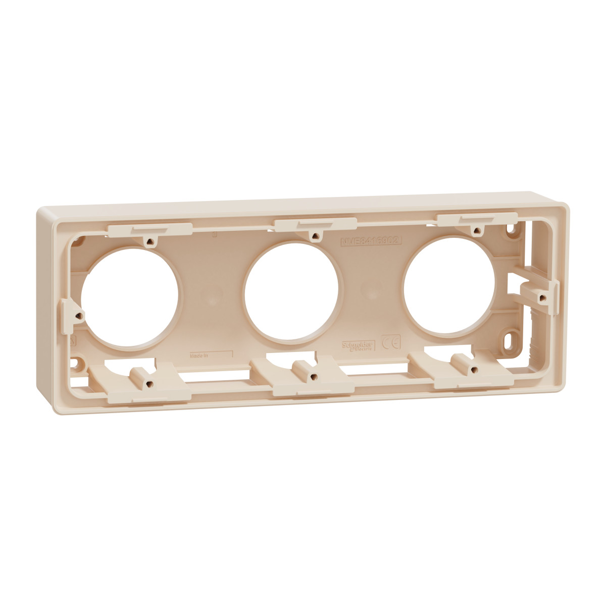 Коробка для відкритого монтажу 3-постова бежева Unica New Studio - Зображення