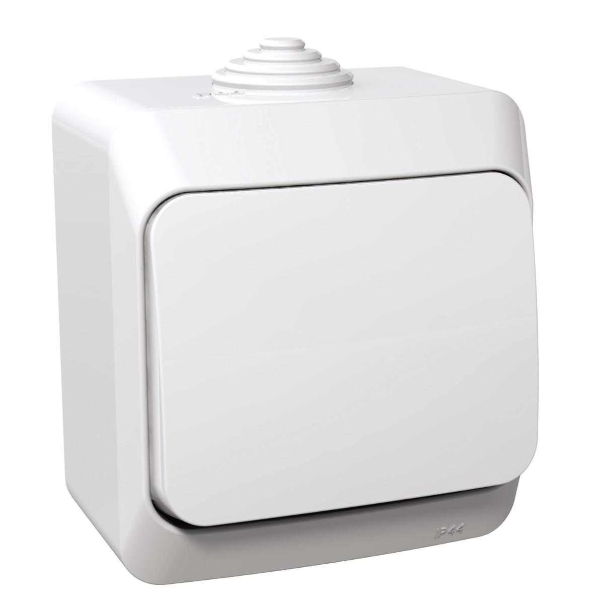 Перемикач 1-клавішний IP44 Cedar Plus, накладний монтаж, білий - Зображення