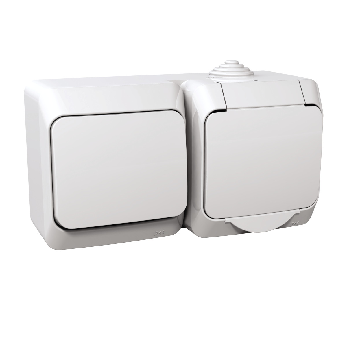 Набір розетка з заземленням+вимикач IP44 Cedar Plus, білий - Зображення