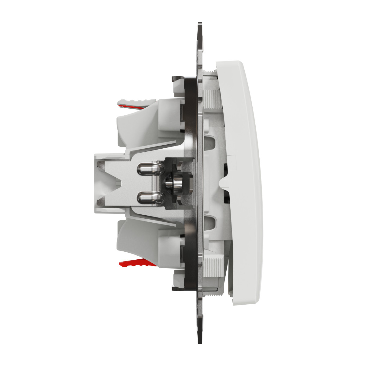 Кнопковий двоклавішний вимикач 10A, білий, Sedna Design & Elements - Зображення shnider_SDD111118_IOP-left_WD20.jpg