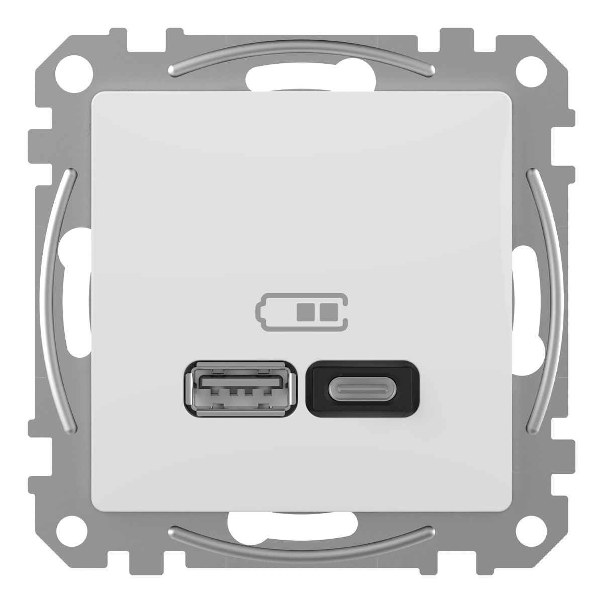 USB розетка A+C, 3 A, 45 Вт, Білий Sedna Design - Зображення shnider_SDD111404_IOP_front_CL.jpg