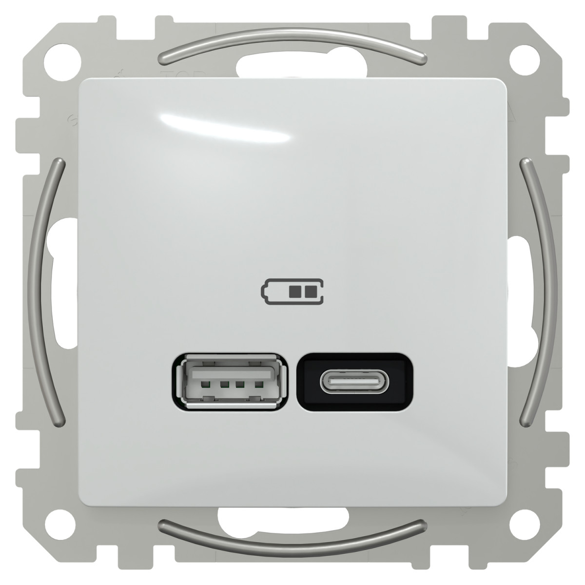 USB розетка, Sedna Design & Elements, тип A+C, 3 A, 21 Вт, білий - Зображення shnider_SDD111405_IOP-front_CL.jpg