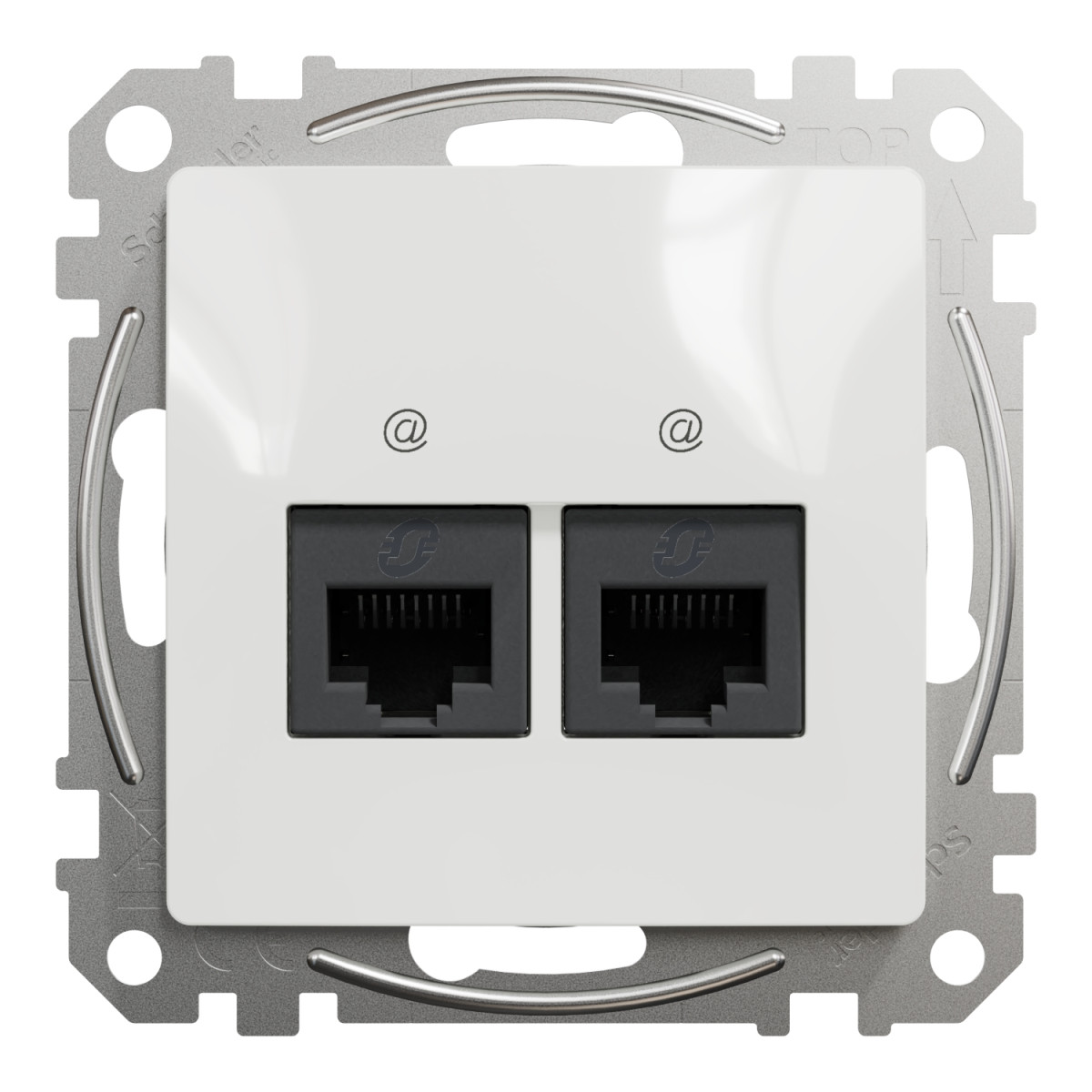 Data socket, Sedna Design & Elements, 2xRJ45 CAT6 UTP, PRO, white - Зображення shnider_SDD111462_IOP-front_CL.jpg