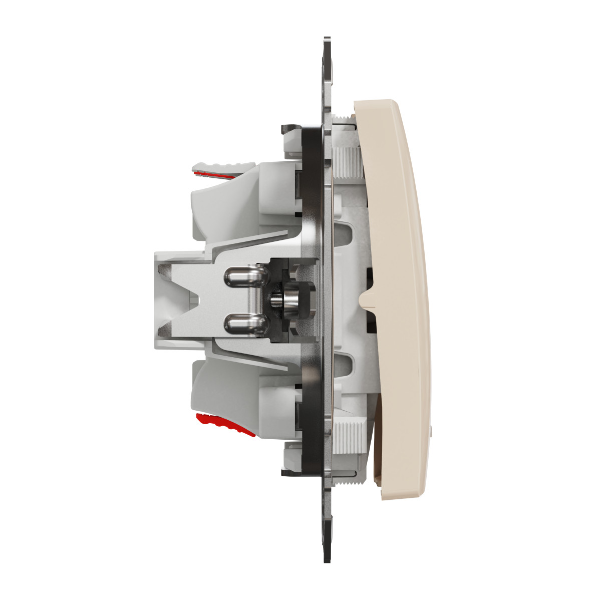 Одноклавішний перехресний перемикач з підсвіткою Sedna Design, бежевий - Зображення shnider_SDD112107L_IOP-left_WD20.jpg