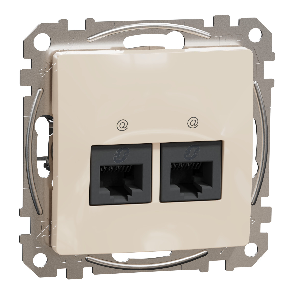 Data socket, Sedna Design & Elements, 2xRJ45 CAT6 UTP, PRO, beige - Зображення