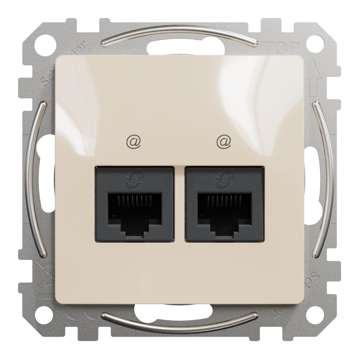 Data socket, Sedna Design & Elements, 2xRJ45 CAT6 UTP, PRO, beige - Зображення shnider_SDD112462_IOP-front_WD20.jpg