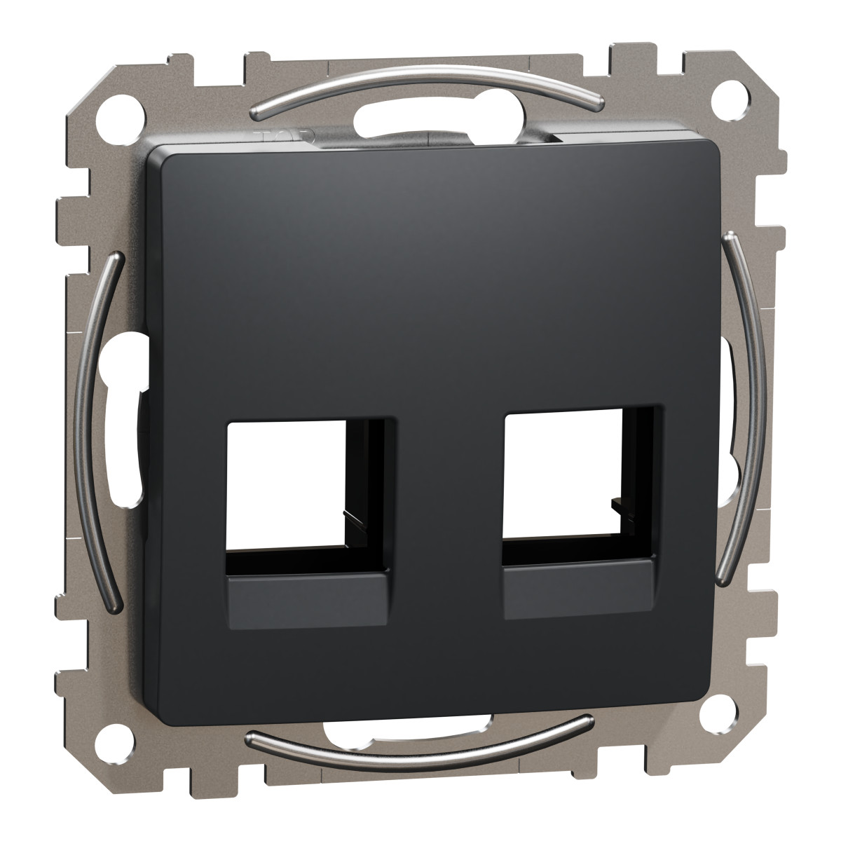 Центральна плата для подвійного роз'єму RJ45, cat5e, 6 UTP, чорна, Sedna Design - Зображення