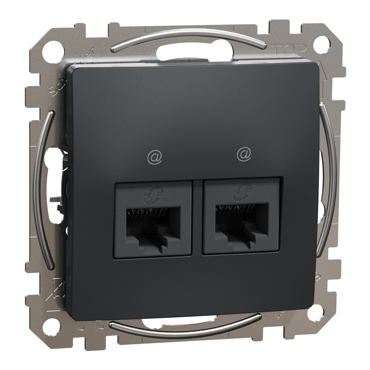 Data socket, Sedna Design & Elements, 2xRJ45 CAT6 UTP, PRO, anthracite - Зображення