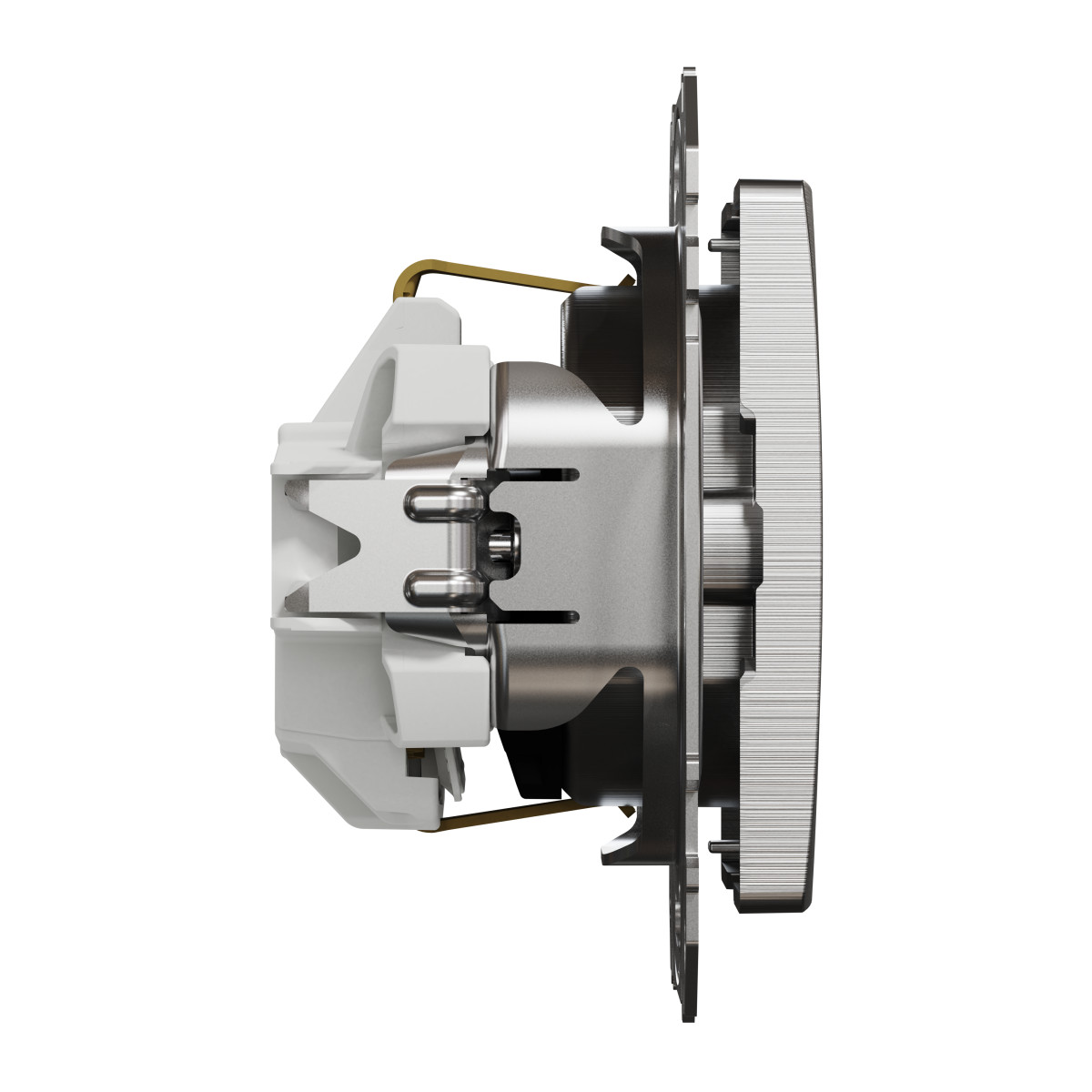 Розетка з заземленням та зі шторками Матовий алюміній Sedna Elements - Зображення shnider_SDD170022_IOP-L_WD20.jpg