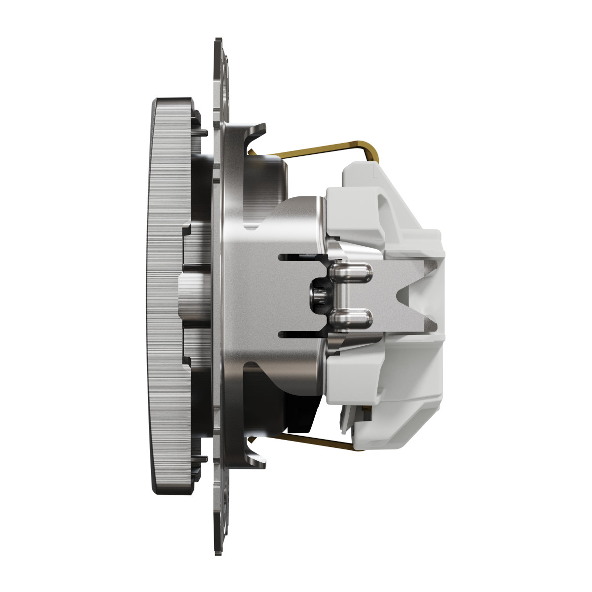 Розетка з заземленням та зі шторками Матовий алюміній Sedna Elements - Зображення shnider_SDD170022_IOP-R_WD20.jpg