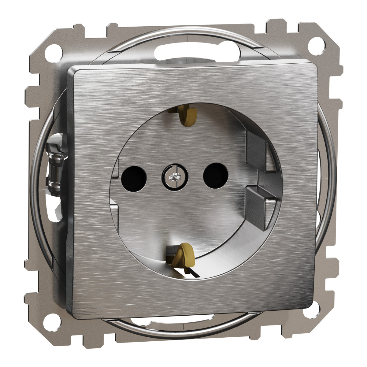 Розетка з заземленням та зі шторками Матовий алюміній Sedna Elements - Зображення