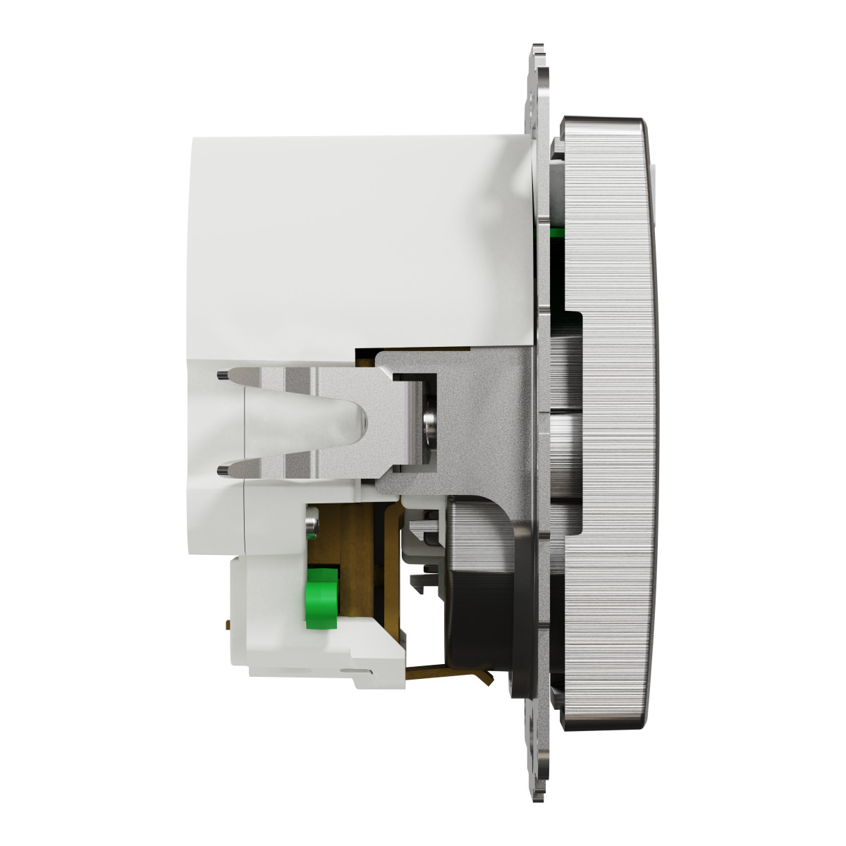Розетка з заземленням + 2 USB тип А Матовий алюміній Sedna Elements - Зображення shnider_SDD170052_IOP-L_CL.jpg