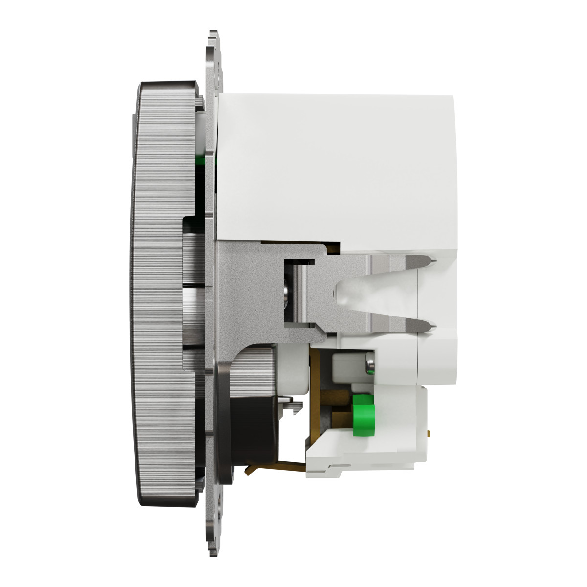 Розетка з заземленням + 2 USB тип А Матовий алюміній Sedna Elements - Зображення shnider_SDD170052_IOP-R_CL.jpg
