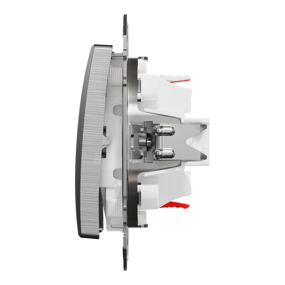Кнопковий двоклавішний вимикач 10A, матовий, алюміній Sedna Design & Elements - Зображення shnider_SDD170118_IOP-R_CL.jpg