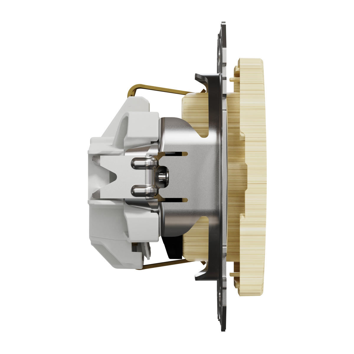 Розетка з заземленням та зі шторкою Береза Sedna Elements - Зображення shnider_SDD180022_IOP-left_WD20.jpg