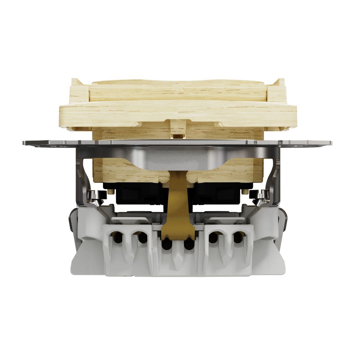 Розетка з заземленням та зі шторками, з кришкою Береза Sedna Elements - Зображення shnider_SDD180024_IOP-bot_WD.jpg