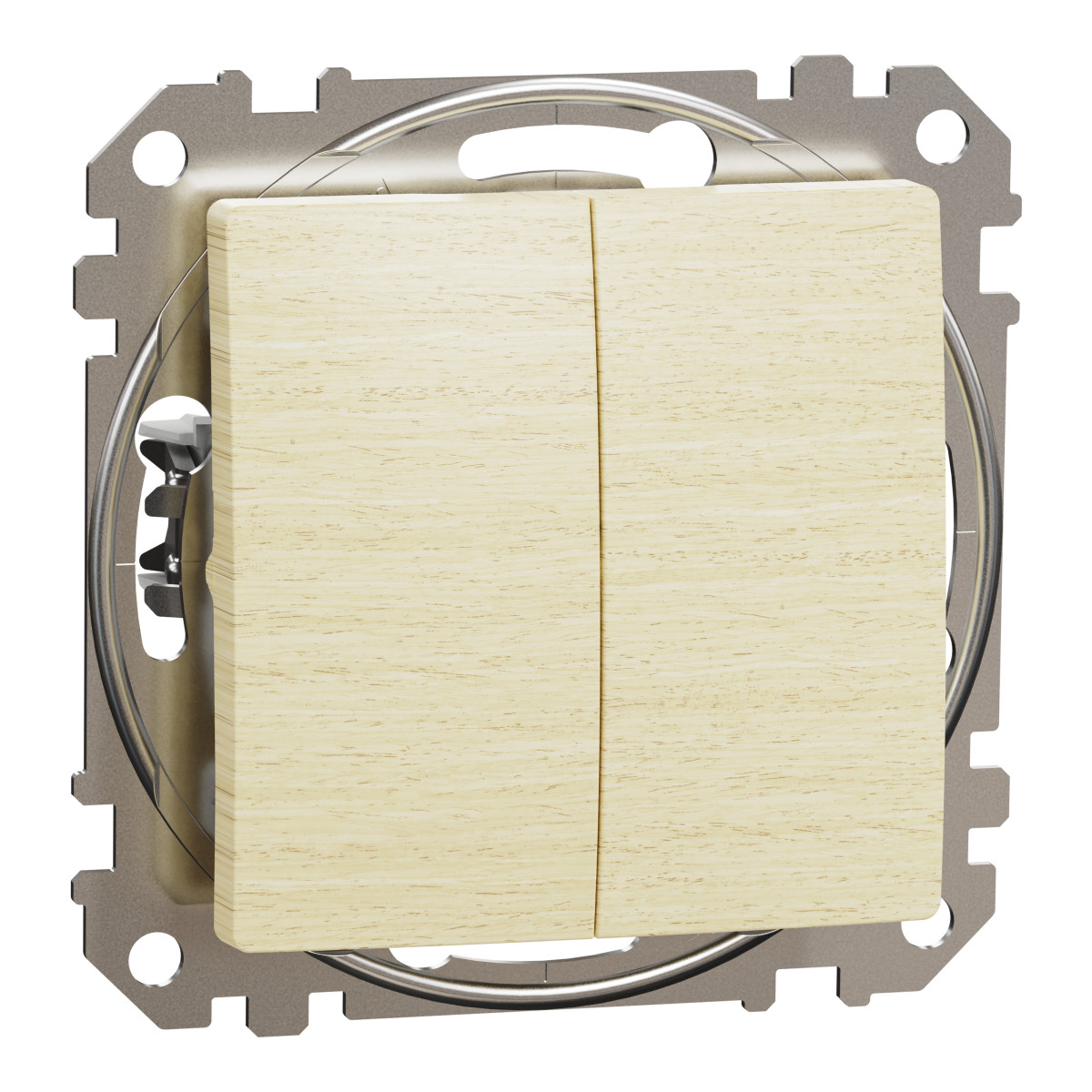 Кнопковий двоклавішний вимикач 10A, береза, Sedna Design & Elements - Зображення