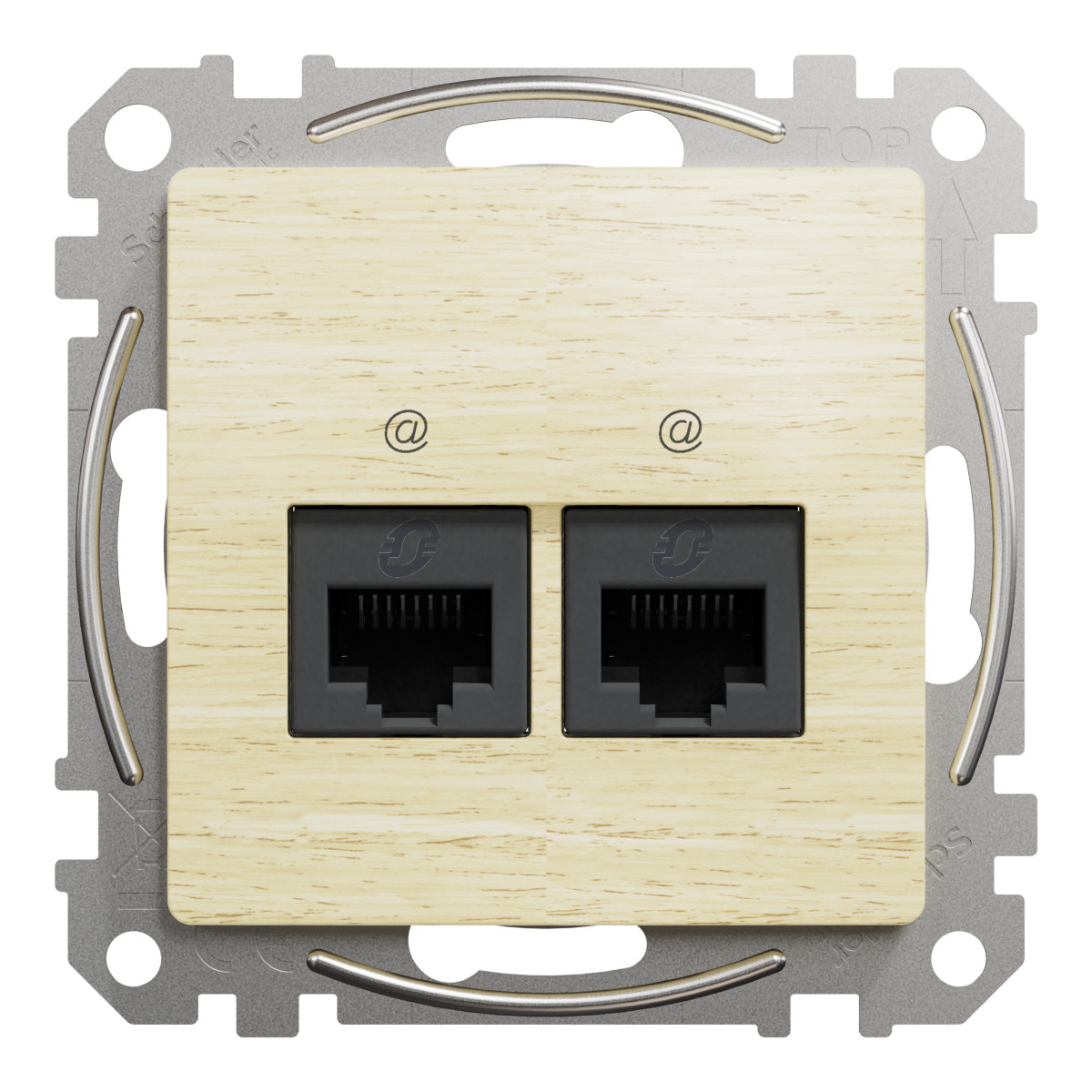 Подвійна комп'ютерна розетка RJ45 CAT 5E UTP, Береза Sedna Elements - Зображення shnider_SDD180452_IOP-front_WD20.jpg