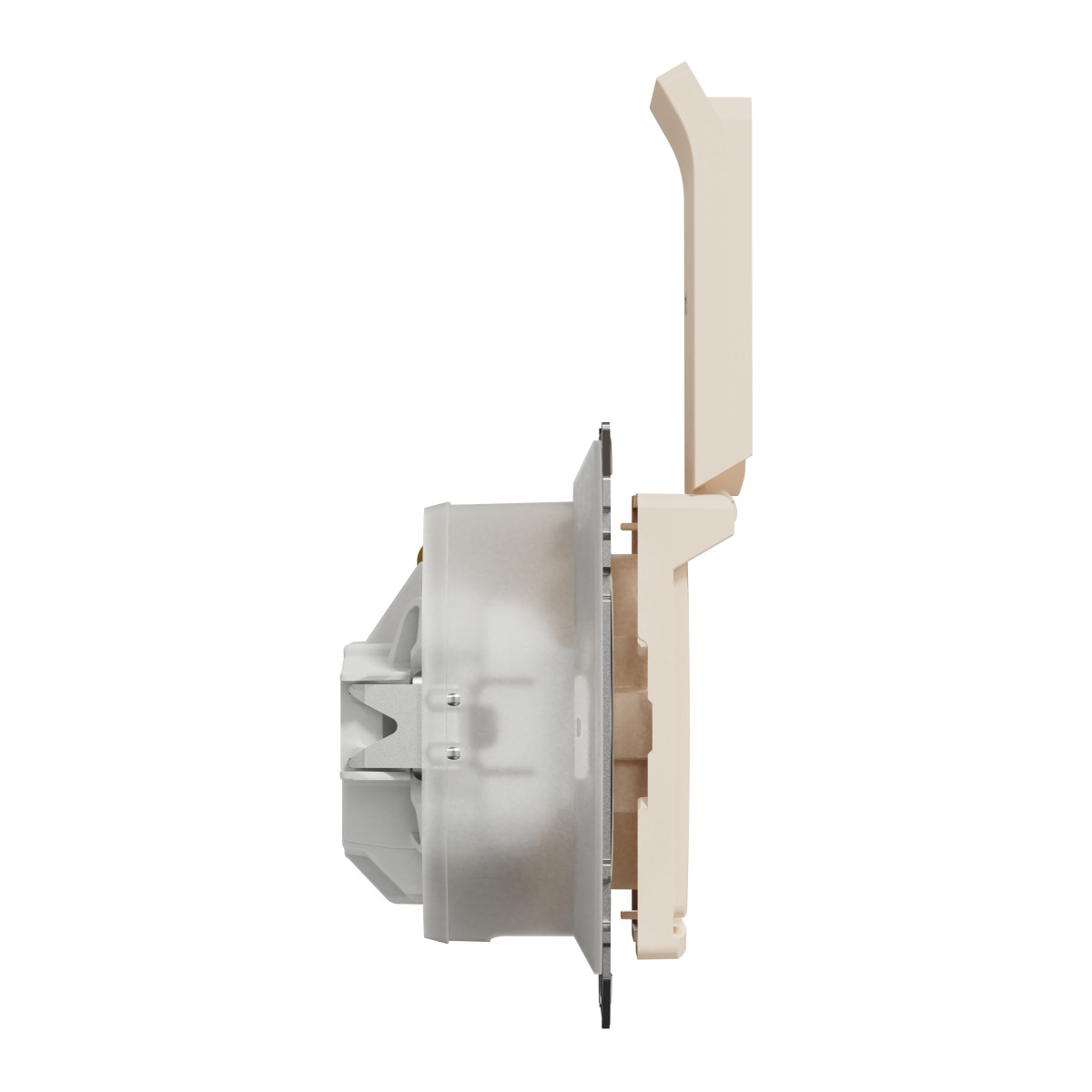 Розетка з заземлення, зі шторками, та з кришкою IP44 Бежевий Sedna Design - Зображення shnider_SDD212024_IOP-L_WD.jpg