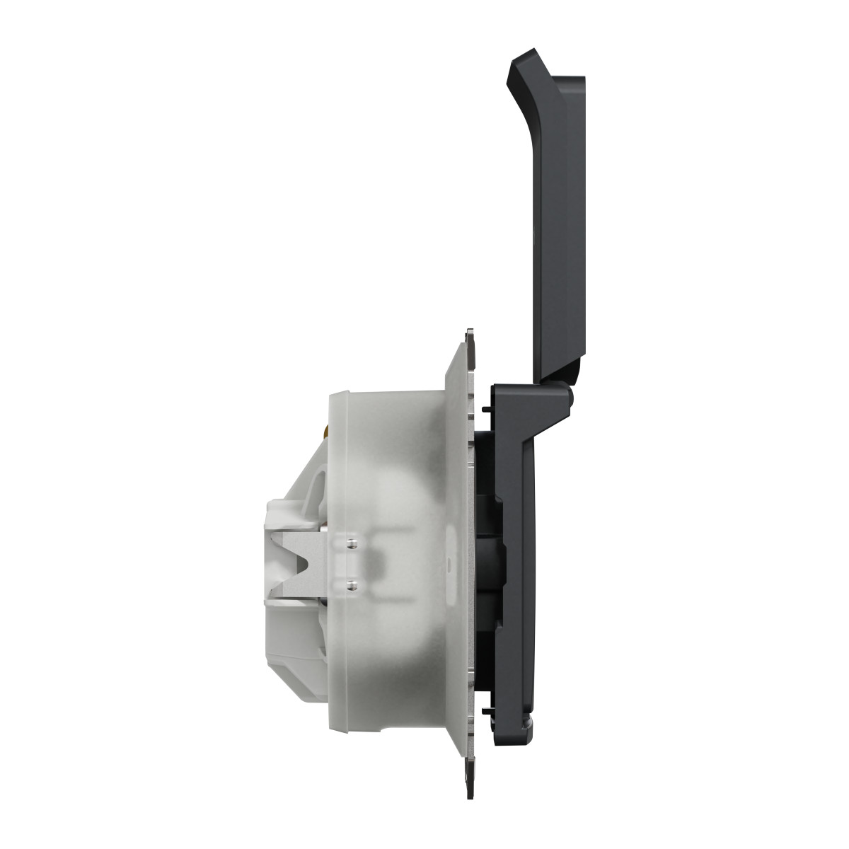 Розетка з заземлення, зі шторками, та з кришкою IP44 Чорний Sedna Design - Зображення shnider_SDD214024_IOP-L_WD.jpg